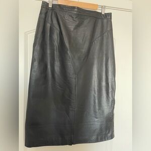 Byrnes&Baker Black Midi Leather Skirt